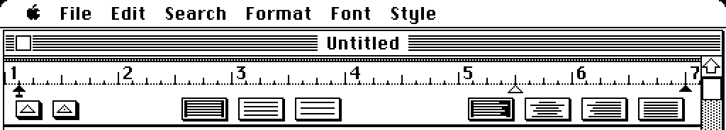 An early MacWrite toolbar