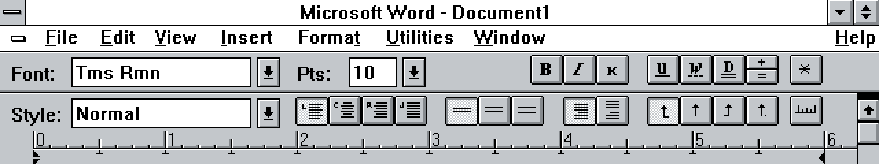 Microsoft Word 1.0 toolbar