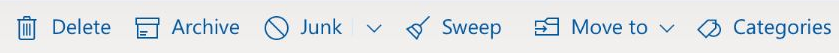 An icon toolbar from Microsoft Outlook