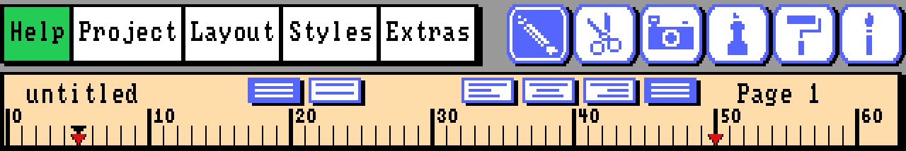 The toolbar from TextCraft for Amiga